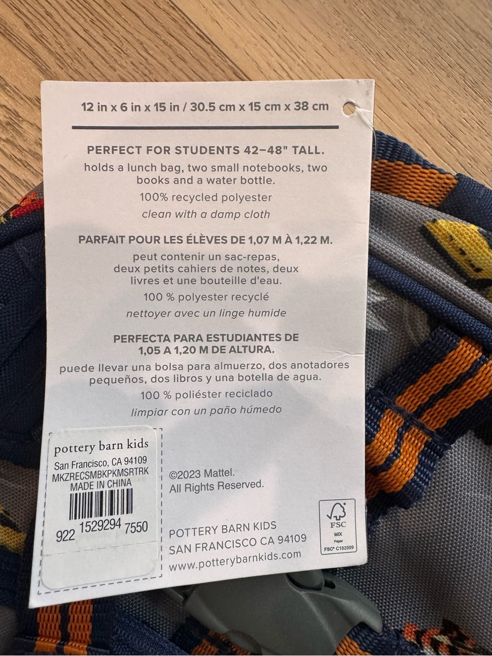 Pottery Barn Kids Hot Wheels Monster Trucks Gray & Navy Backpack - Picture 2 of 3